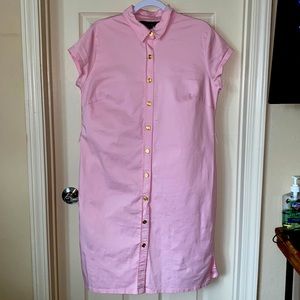 Lennie for Nina Leonard Short Sleeve collar button up Dress pink Size 16